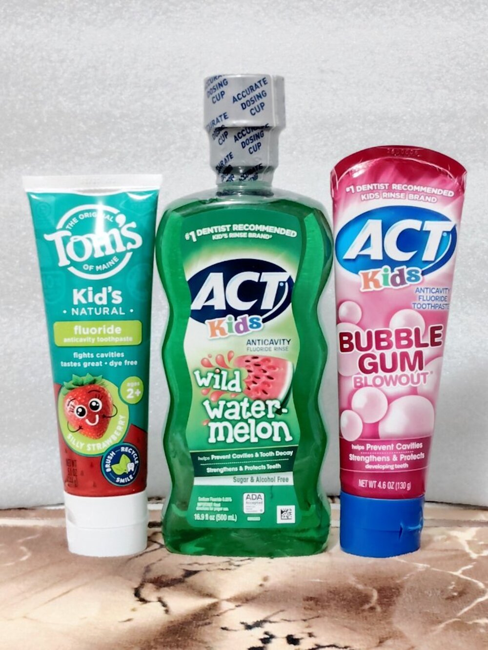 Toms & Act Kids Toothpaste and Mouthwash